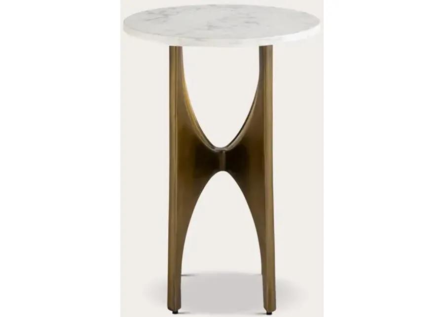 Elk Home Elroy White Marble Accent Table - Black