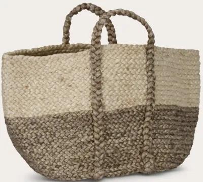 Villa by Classic Home Handwoven Jute Basket - Ivory/Grey