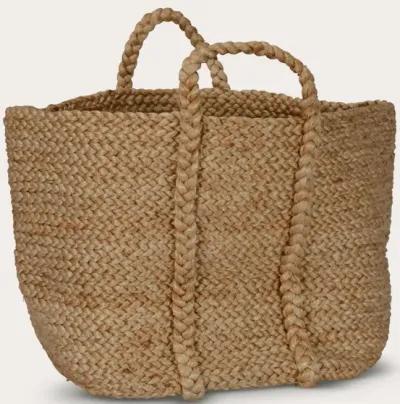 Villa by Classic Home Handwoven Jute Basket - Ivory/Grey