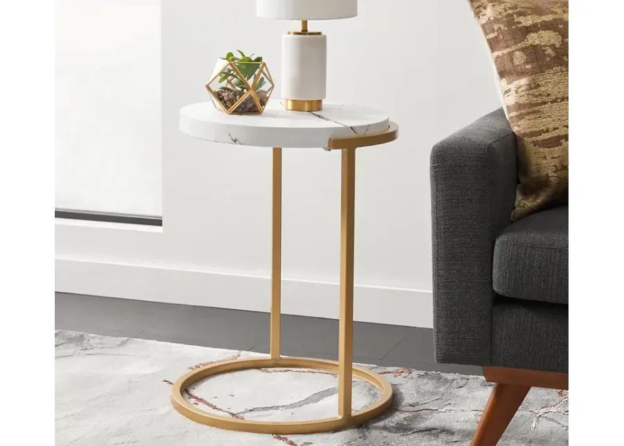 Safavieh Rosabelle Accent Table - White Marble/Gold