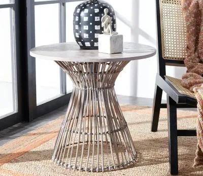 Safavieh Whent Round Accent Table - Grey White Wash/Black