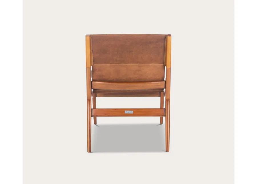 Safavieh Culkin Leather Sling Chair - Mahogany