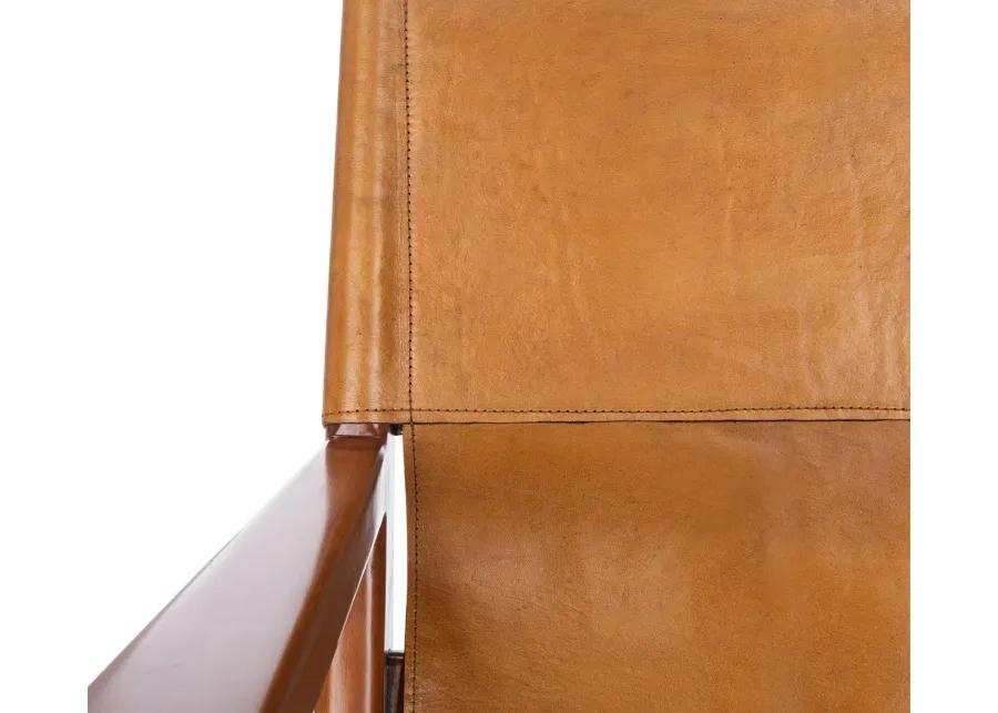 Safavieh Culkin Leather Sling Chair - Mahogany