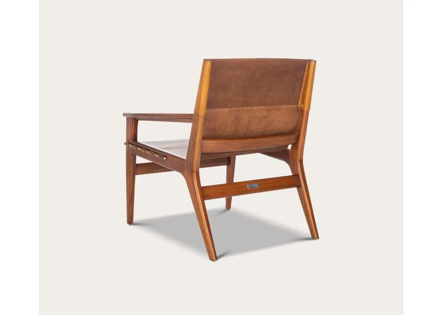 Safavieh Culkin Leather Sling Chair - Mahogany