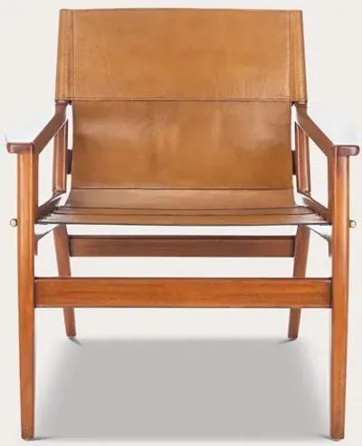 Safavieh Culkin Leather Sling Chair - Mahogany