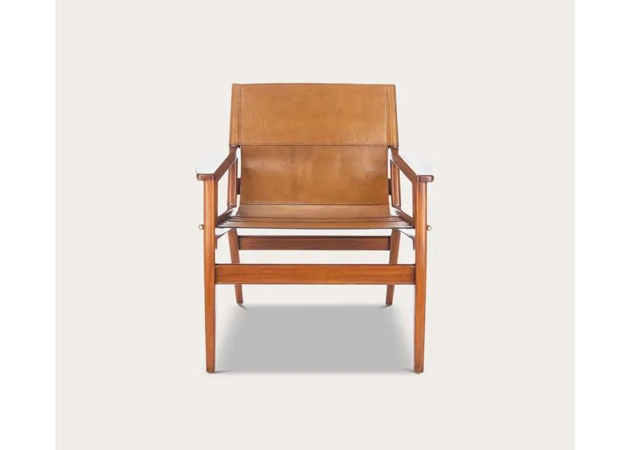 Safavieh Culkin Leather Sling Chair - Mahogany