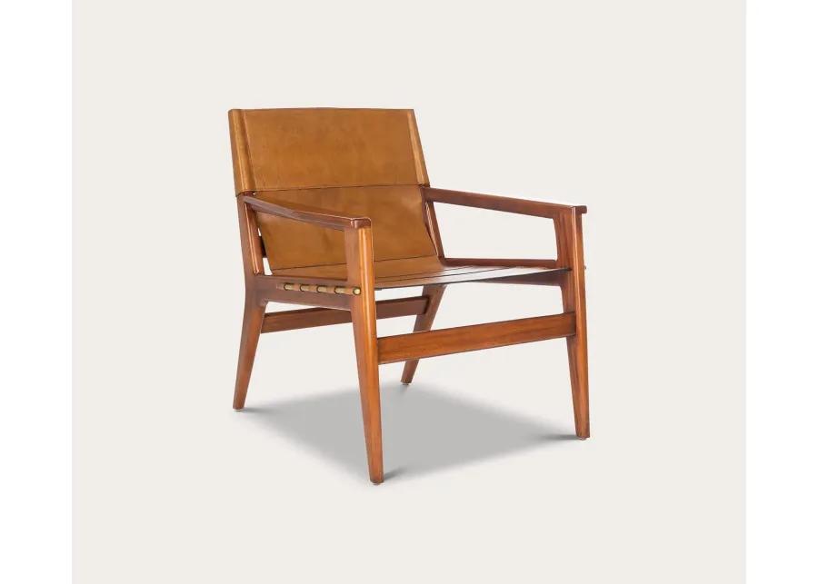 Safavieh Culkin Leather Sling Chair - Mahogany