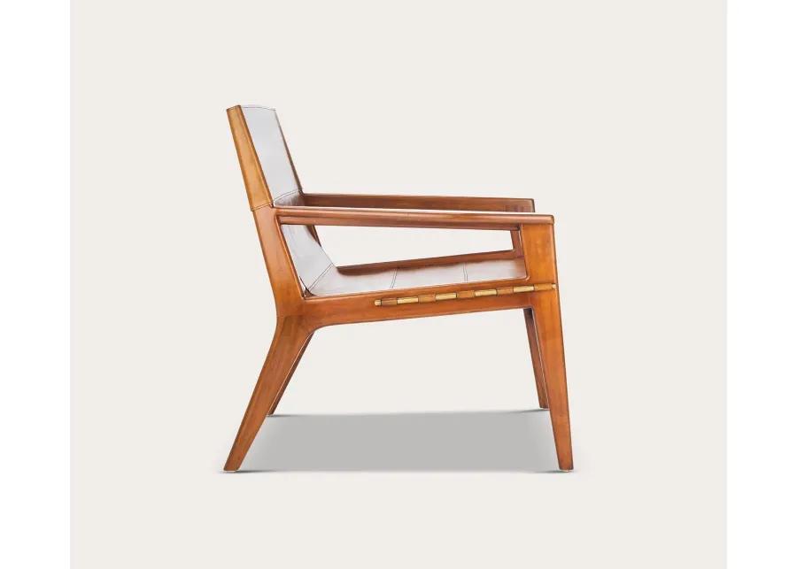 Safavieh Culkin Leather Sling Chair - Mahogany