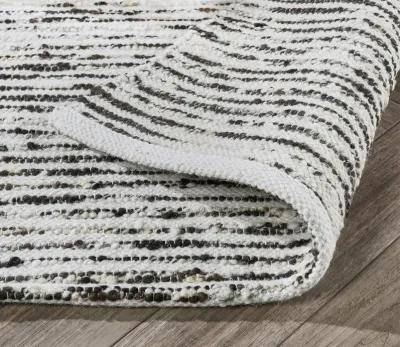 Villa by Classic Home Isa Stripe Ivory Black Area Rug - 5' x 8'