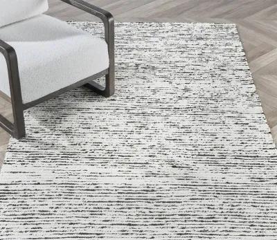 Villa by Classic Home Isa Stripe Ivory Black Area Rug - 5' x 8'