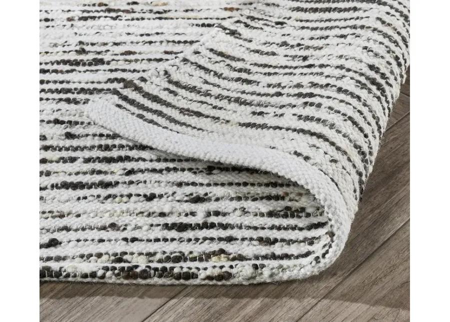 Villa by Classic Home Isa Stripe Ivory Black Area Rug - 8' x 10'