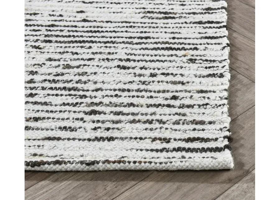 Villa by Classic Home Isa Stripe Ivory Black Area Rug - 8' x 10'