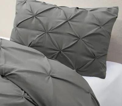 Sleeptone Tranquility Pinch Down Alternative Comforter and Sham Set - Charcoal Gray - Twin