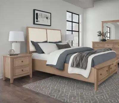 Vaughan Bassett Woodbridge Upholstered Panel Storage Bed - Clear Maple/White - Queen