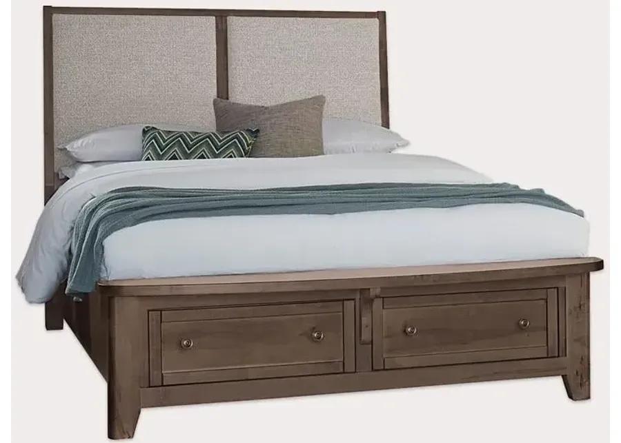 Vaughan Bassett Woodbridge Upholstered Panel Storage Bed - Clear Maple/White - King