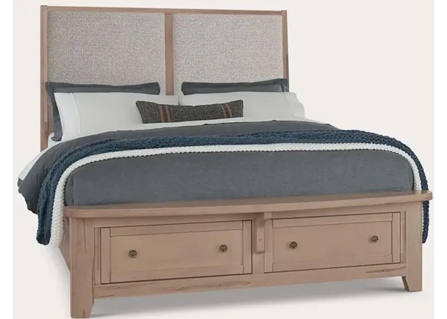 Vaughan Bassett Woodbridge Upholstered Panel Storage Bed - Clear Maple/White - King