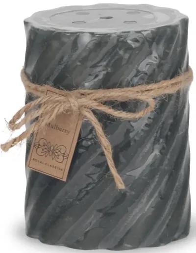 Grey Mulberry Gear Wheel Pillar Candle