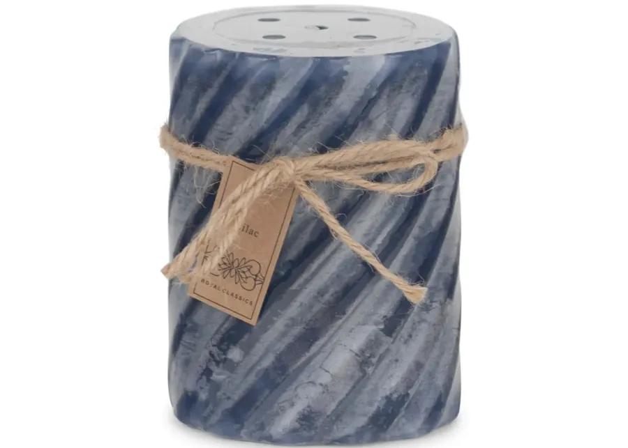 Purple Lilac Gear Wheel Pillar Candle - Small