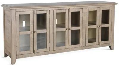 Captiva Glass Front Media Credenza - Beach Pebble