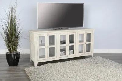 Captiva Glass Front Media Credenza - White Sand