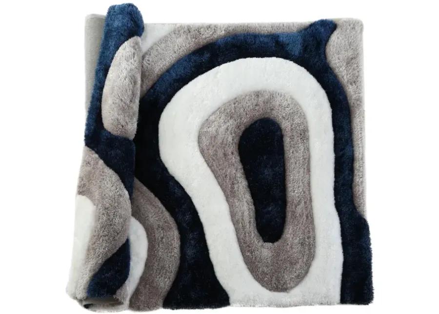 Mateos Grey White Blue - 3 6  X 5 6  Area Rug