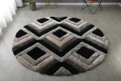 Mateos Grey Black Light Grey - 7 0  x 7 0  Round Area Rug