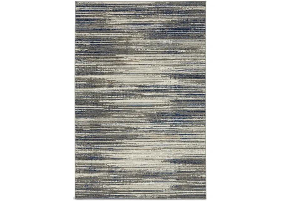 Cleopatra Bell Place Grey Dark Blue Area Rug - 7 10  X 10 0 