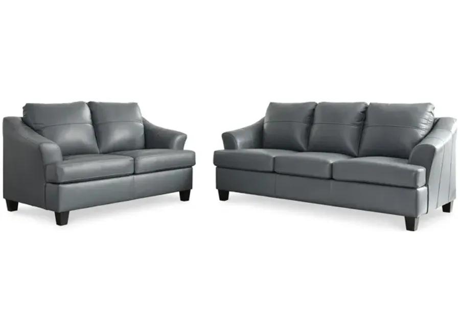 Merida Leather Loveseat - Steel