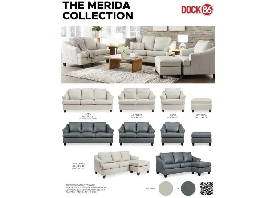 Merida Leather Loveseat - Steel