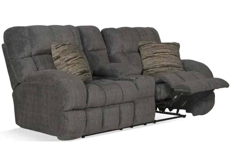 Daphne Reclining Loveseat with Console - Granite