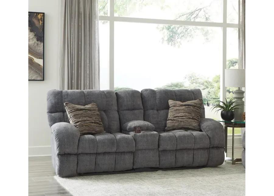 Daphne Reclining Loveseat with Console - Granite