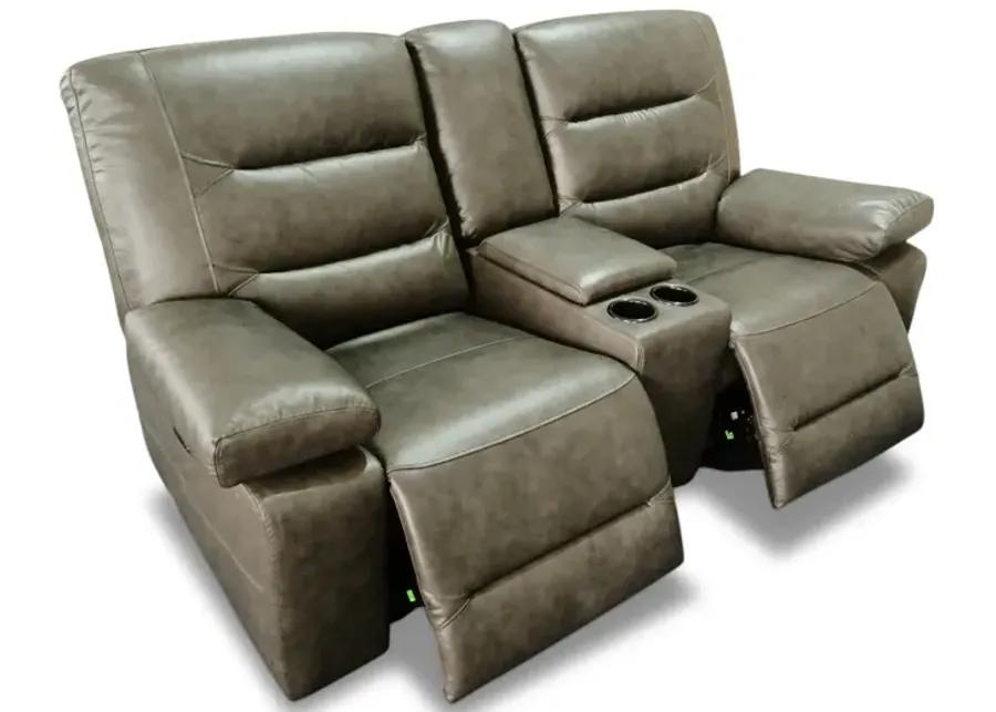 Donna Leather Power Reclining Loveseat with Console