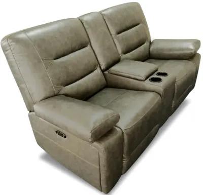 Donna Leather Power Reclining Loveseat with Console