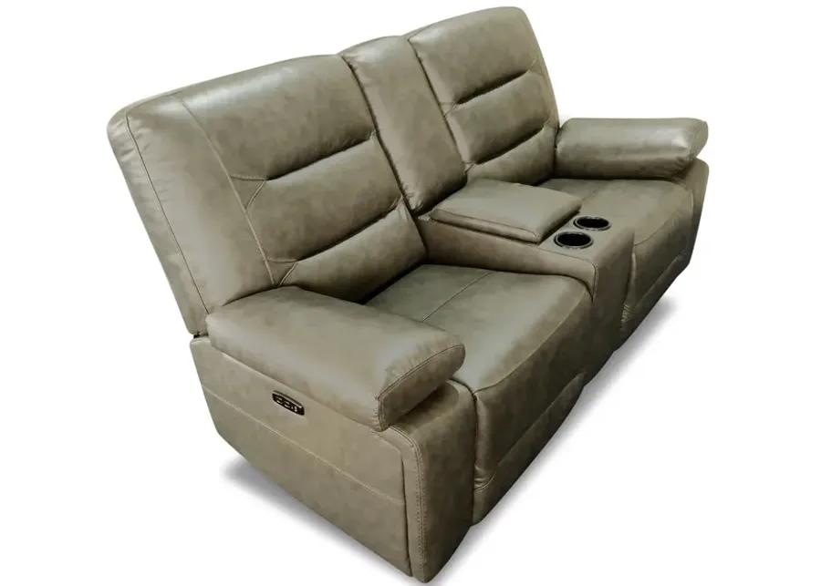 Donna Leather Power Reclining Loveseat with Console