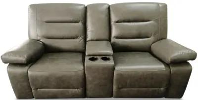 Donna Leather Power Reclining Loveseat with Console