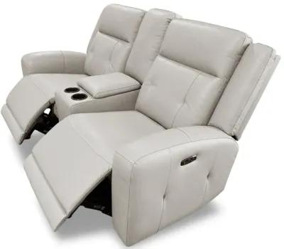 Nina Leather Power Reclining Loveseat with Console