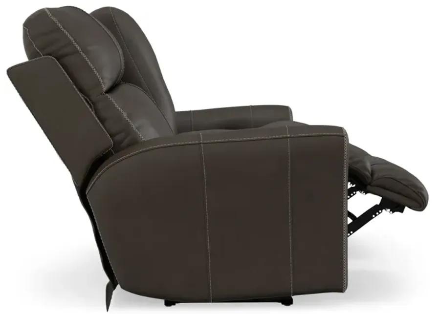 Holmes Leather Powre Reclining Loveseat with Console - Coffee