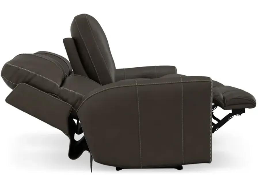 Holmes Leather Powre Reclining Loveseat with Console - Coffee