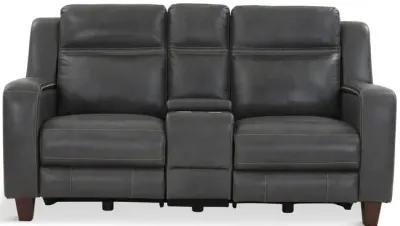 Hershal Leather Power Reclining Loveseat With Console