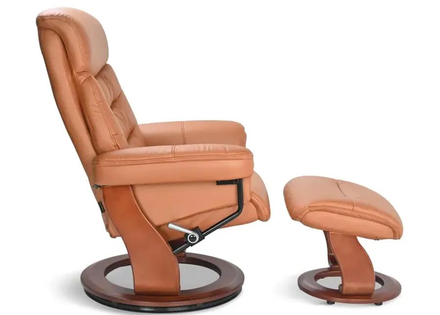 Grover Swivel Recliner   Ottoman - Saddle