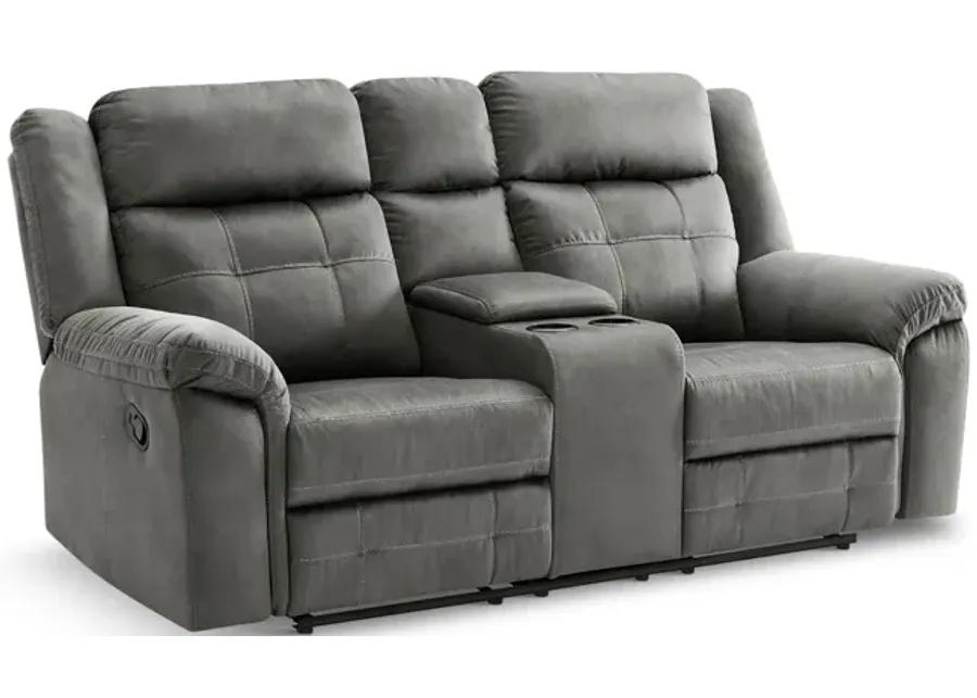 Hector Reclining Loveseat with Console - Grey