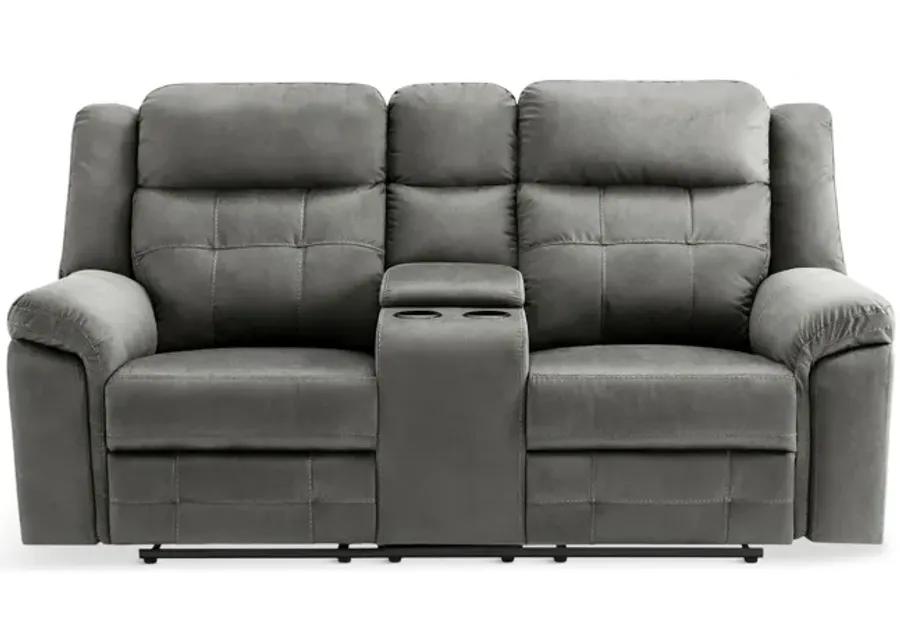 Hector Reclining Loveseat with Console - Grey