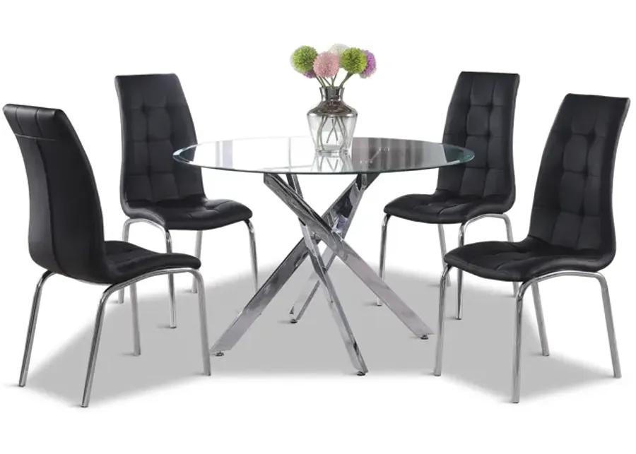 Jetta 45  Round Glass Table With 4 Modern Chairs