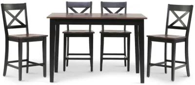   La Carte Counter Table And 4 Stools - Black