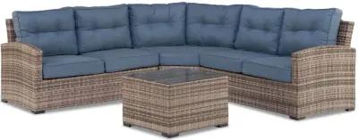 Club Porch Woven Sectional With Coffee Table 