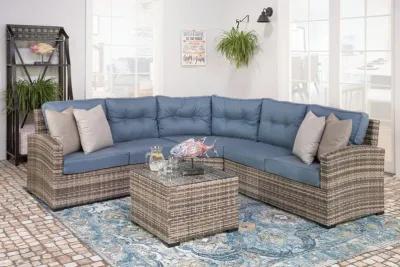 Club Porch Woven Sectional With Coffee Table 