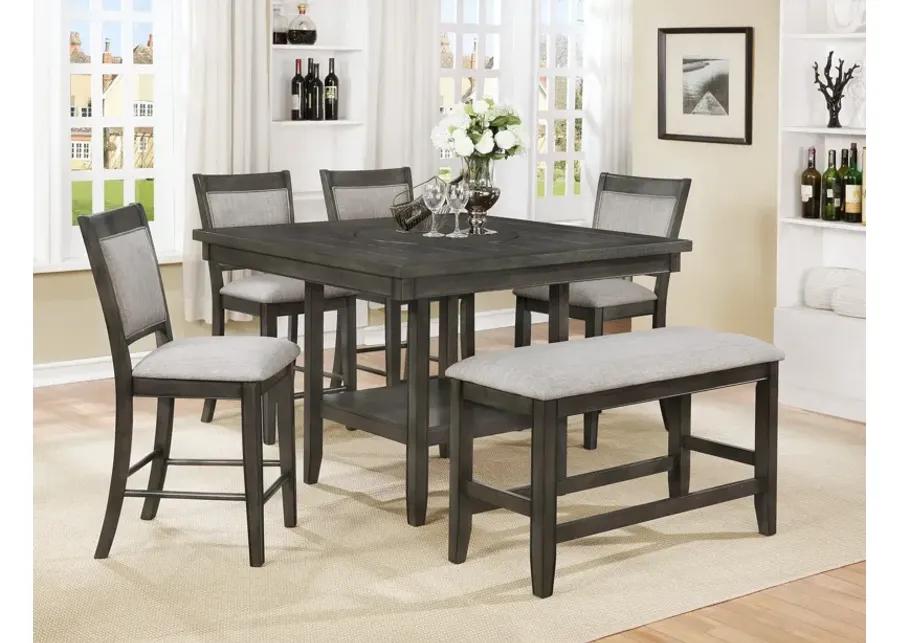 Fulton Grey Counter Table With 4 Counter Stools And Bench