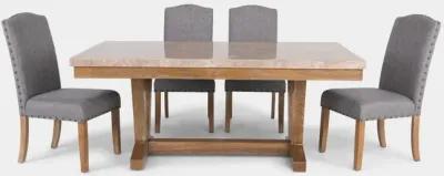 Vesper Trestle Table With 4 Upholstered Chairs