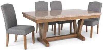 Vesper Trestle Table With 4 Upholstered Chairs