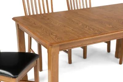 Family Dining Leg Table With 4 Slat Back Chairs